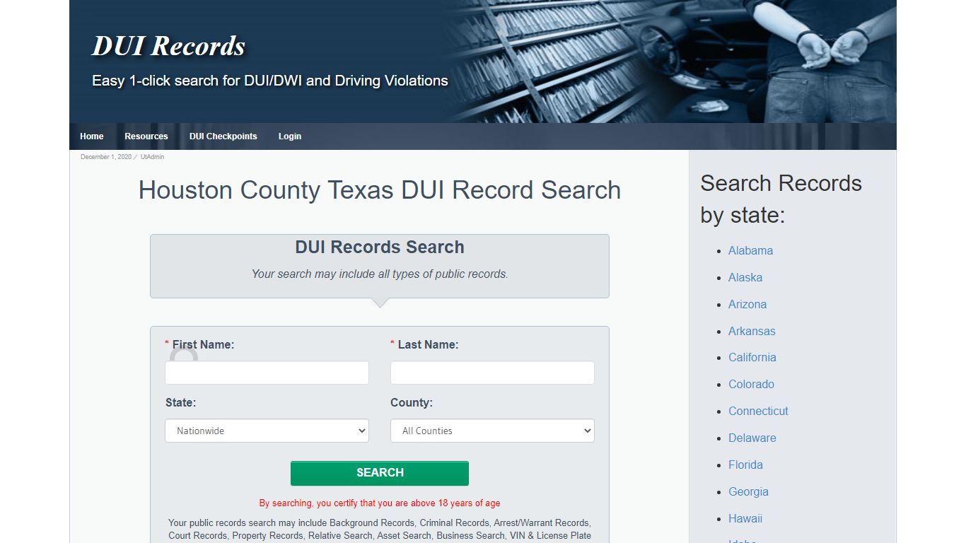 Houston County Texas DUI / DWI Record Search – DUI Records