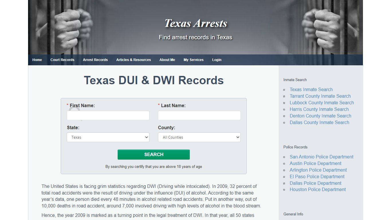 Texas DUI & DWI Records - Texas Arrests